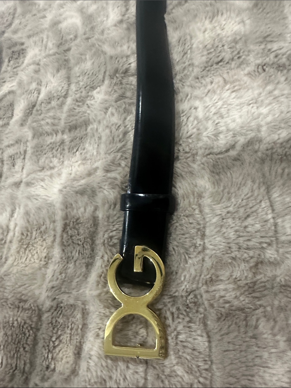 DOLCE & GABANA Black Leather Belt with Gold Logo Buckle